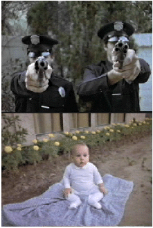 "Chief, I have a sneaky suspicion that we may have got the wrong baby..."